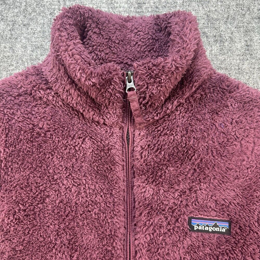 Patagonia Jacket Women Medium Burgundy Los Gatos 1/4 Zip Sherpa Soft Cozy - Picture 2 of 13